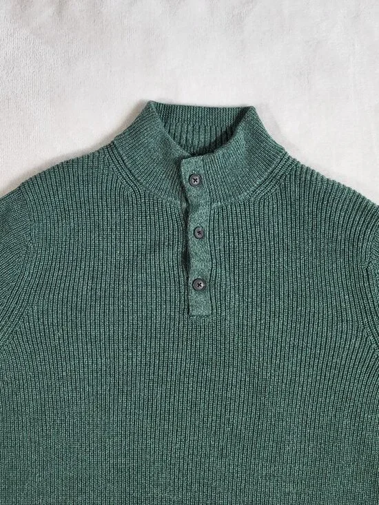 Vineyard Vines Mens Oysterman Button Mock Merino Wool Sweater - Large - Picture 3 of 9